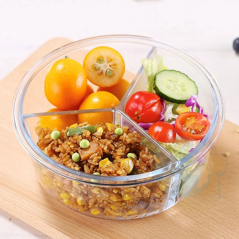 Microwave Safe 3 Compartment Lunch Box 950ml- High - 3Pieces - image 2