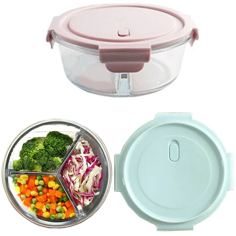 Microwave Safe 3 Compartment Lunch Box 950ml- High - 3Pieces - image 3