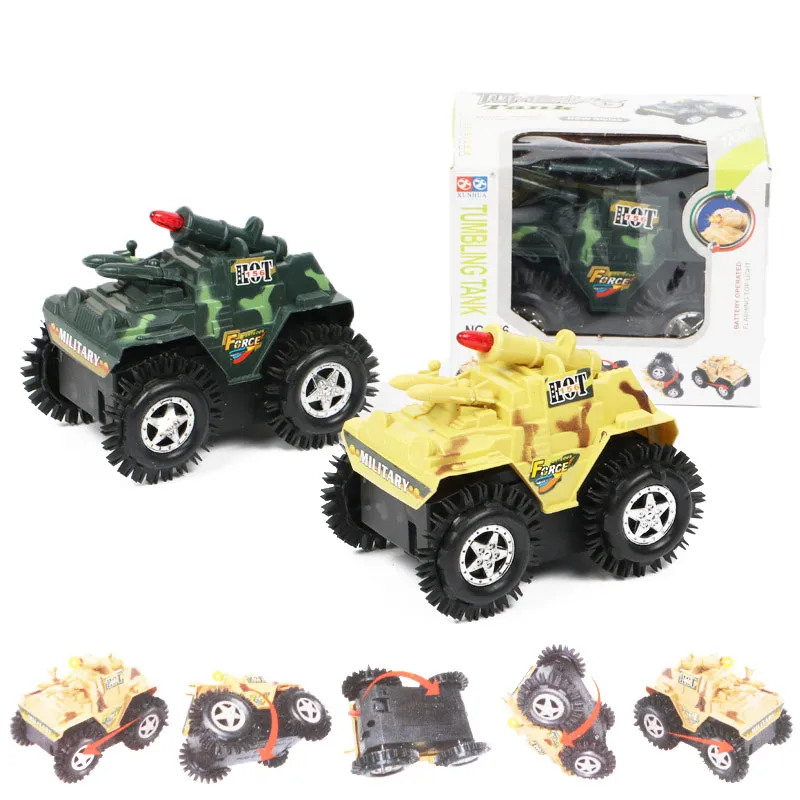 Military Tank Tumbling Tank, Bump and Go - Lemon Yellow - image 2
