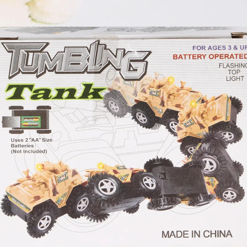 Military Tank Tumbling Tank, Bump and Go - Lemon Yellow - image 5