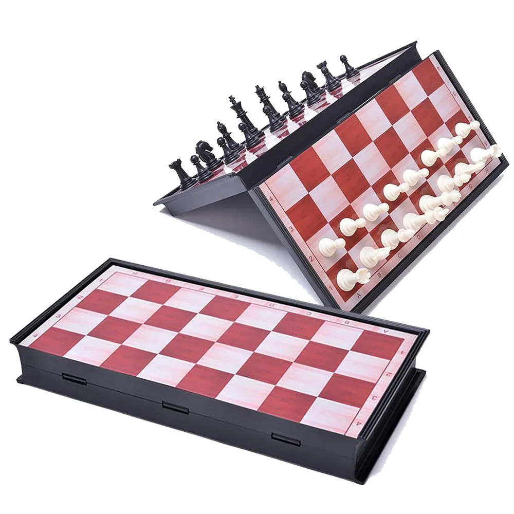 Mini Chess Set with Magnetic Pieces and Foldable Chess Board