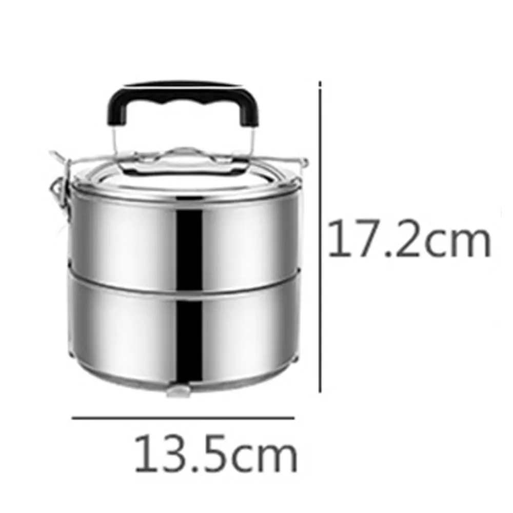 Portable Stainless Steel Lunch Box, Meal Food - 2 Layers - image 3