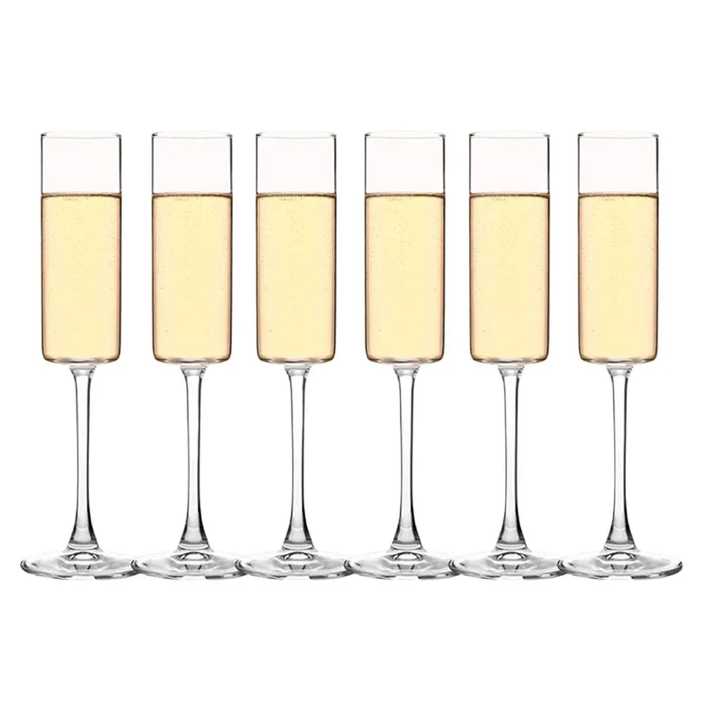 Premium Crystal Clear Champagne Glasses, Set of - 6 Glasses