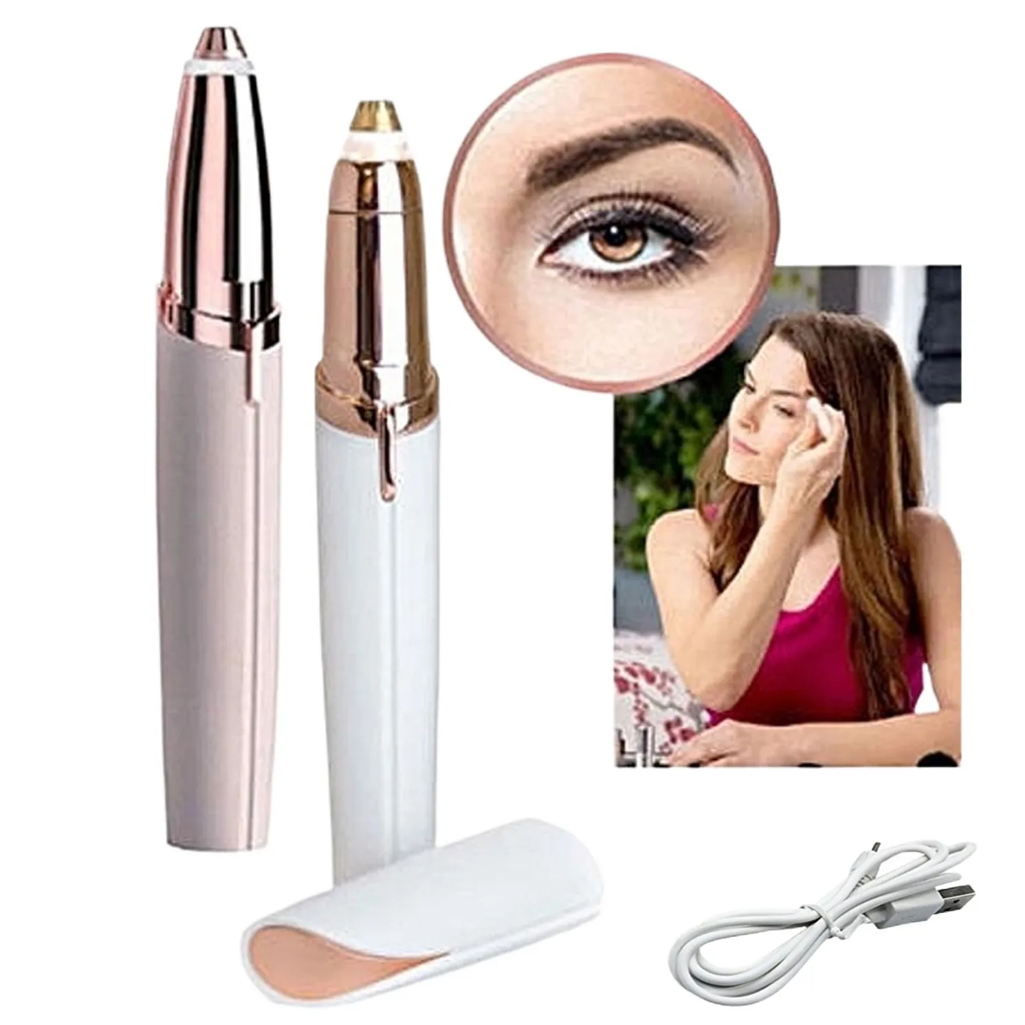 Rechargeable Eyebrow Hair Remover with LED Light for Women