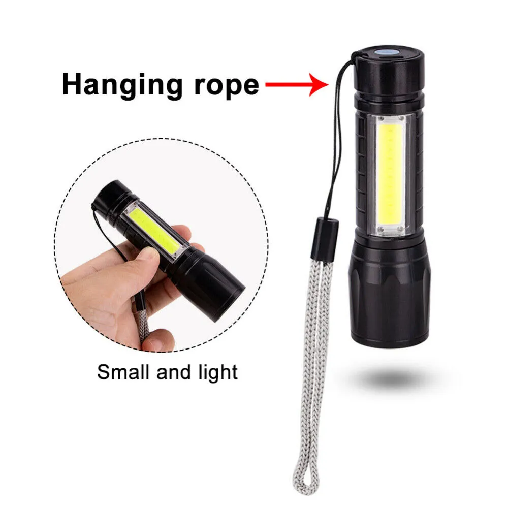 Rechargeable Mini LED Flashlight, USB, High Powerful - Black - image 5