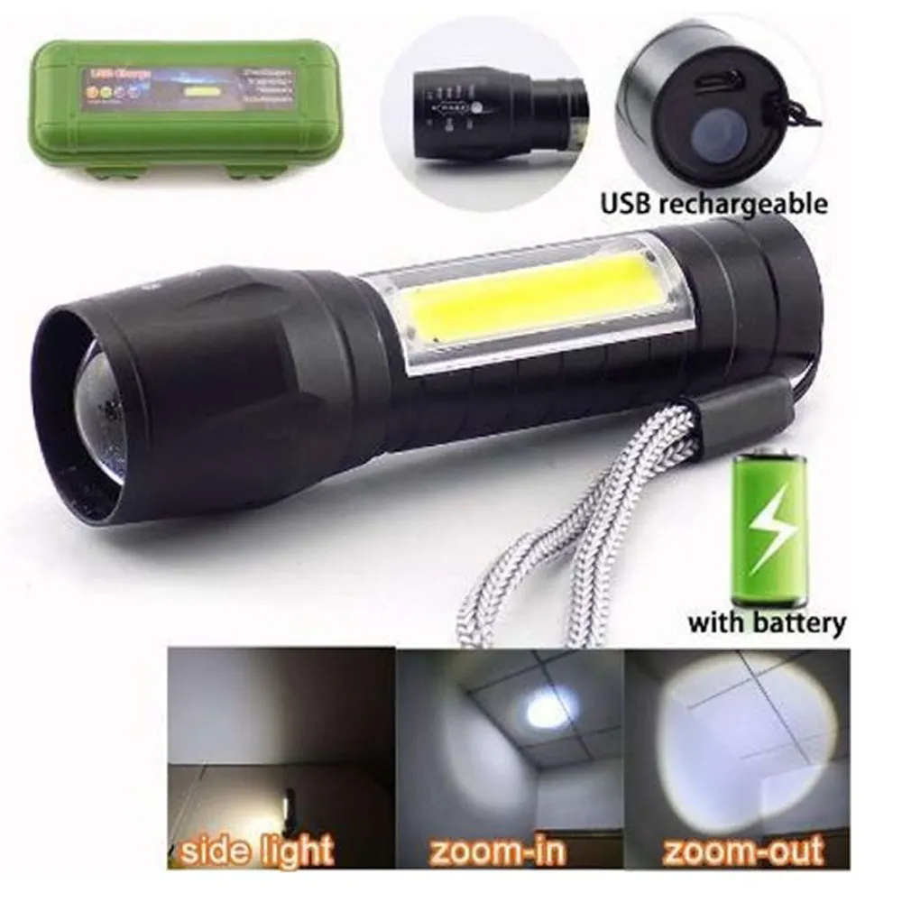 Rechargeable Mini LED Flashlight, USB, High Powerful - Black - image 6