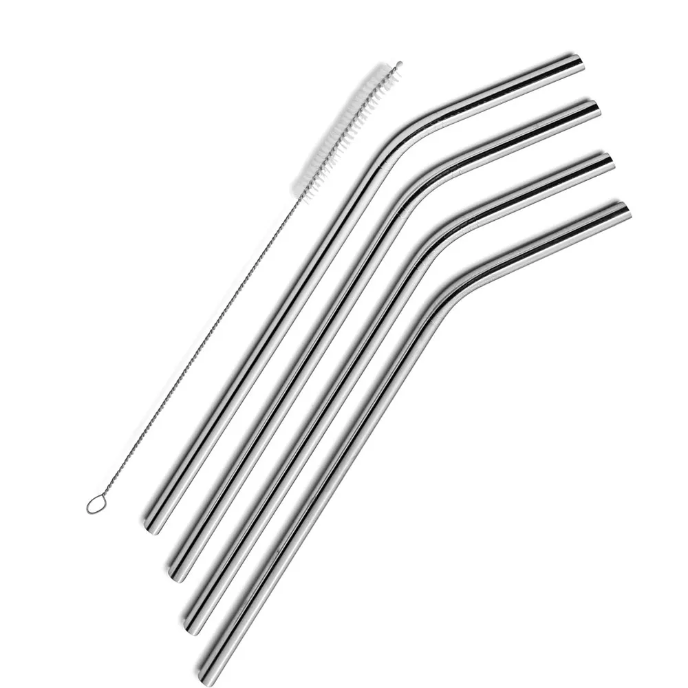 Reusable Stainless Steel Drinking Straws Set of 4 And