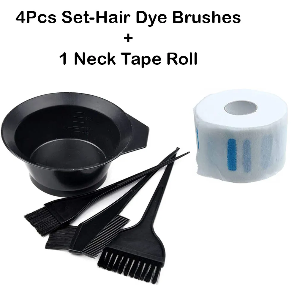 Set of 4 Hair Dye Brushes/Disposable - 4Pcs Set/Neck Tape