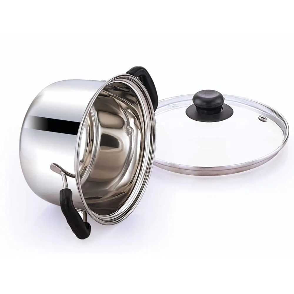 Stainless Steel Cookware Soup Pot with Glass Lid - Silver - image 2