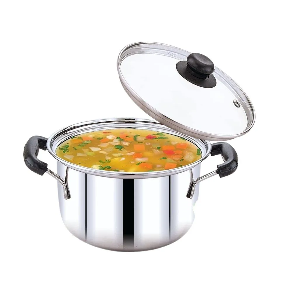Stainless Steel Cookware Soup Pot with Glass Lid - Silver - image 4