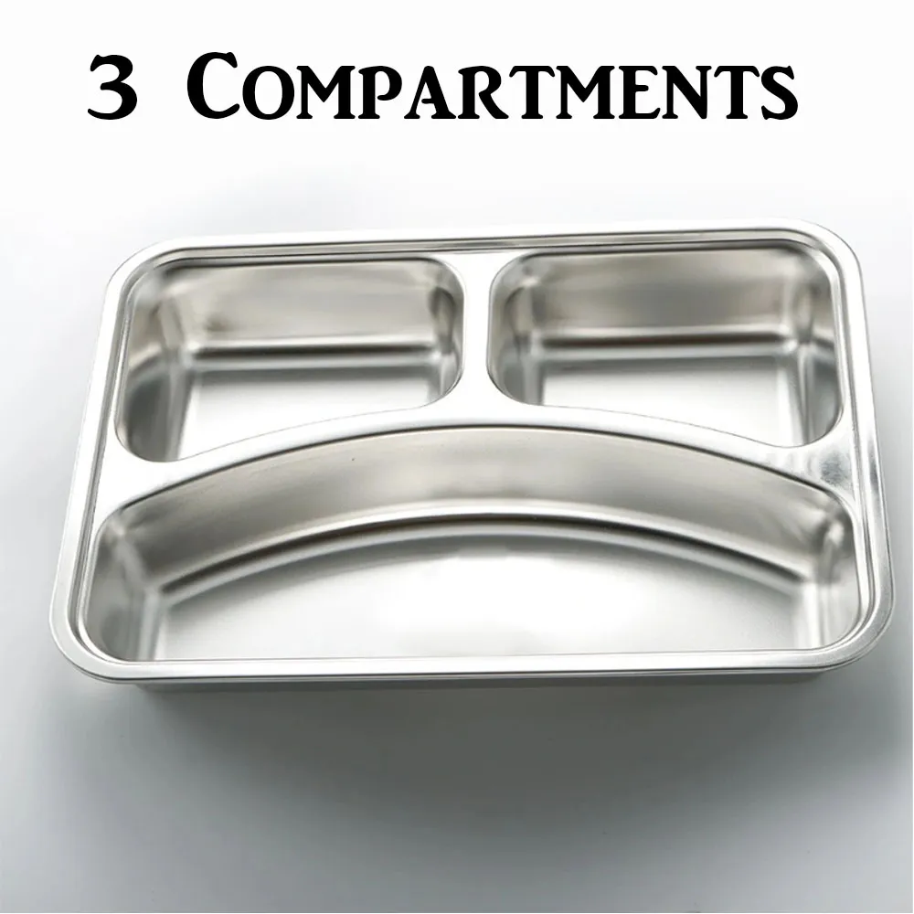 Stainless Steel Divided Platter with - 3 Compartments - image 1