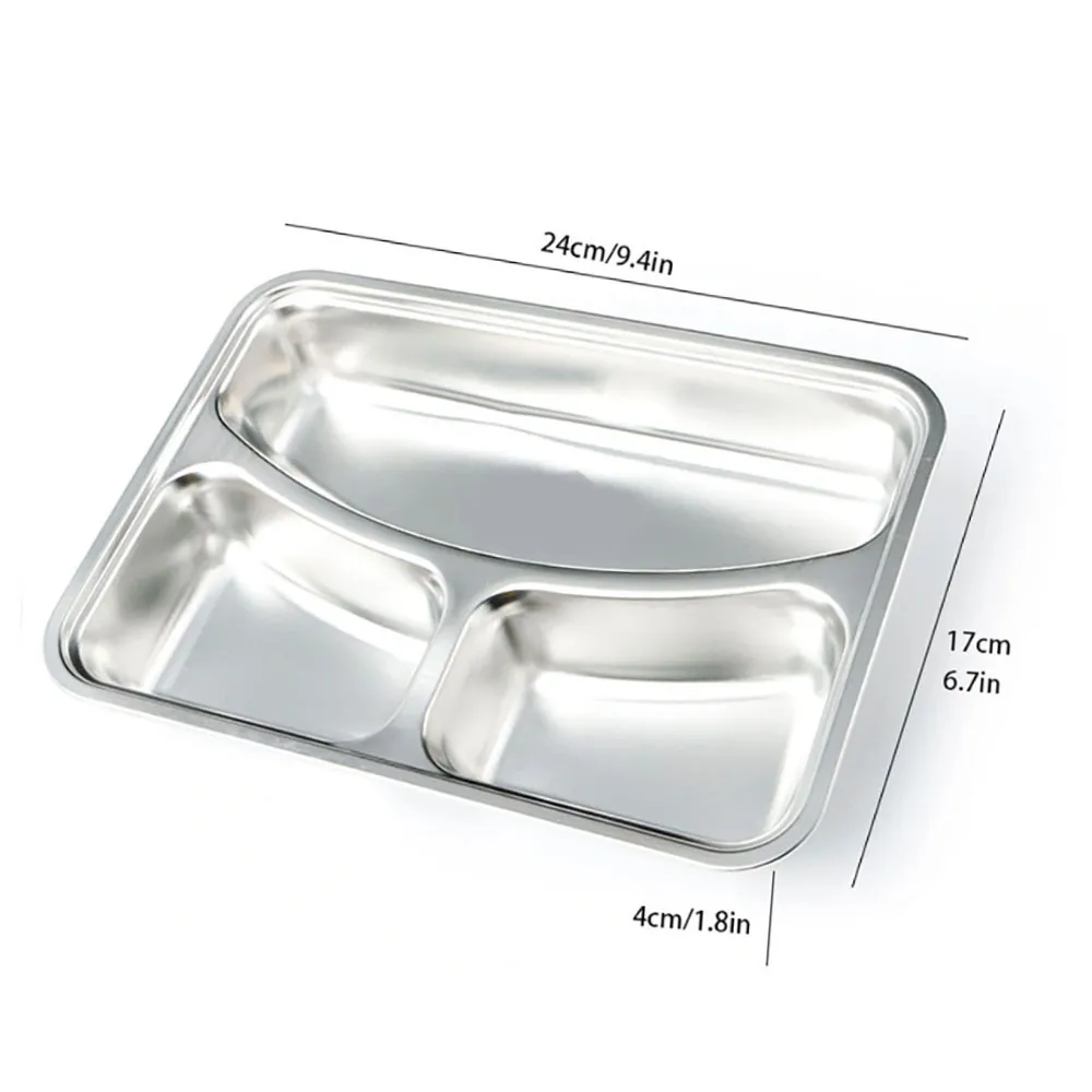 Stainless Steel Divided Platter with - 3 Compartments - image 2