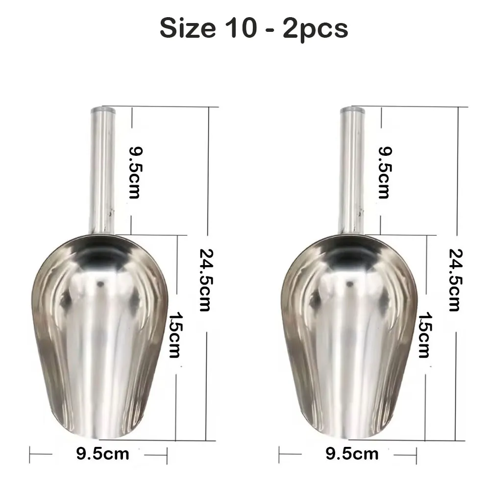 Stainless Steel Food Scoop & Metal Funnel - 2 Scoops Size10