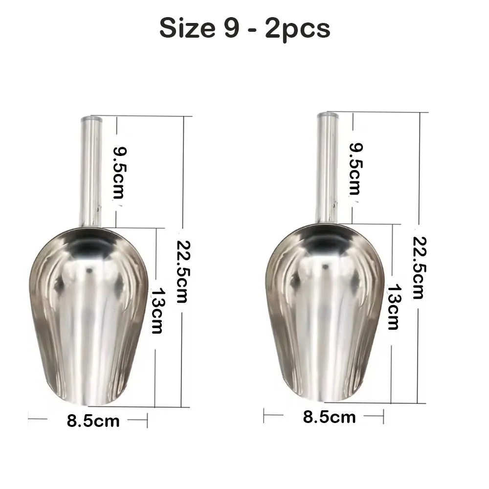 Stainless Steel Food Scoop & Metal Funnel - 2 Scoops Size9