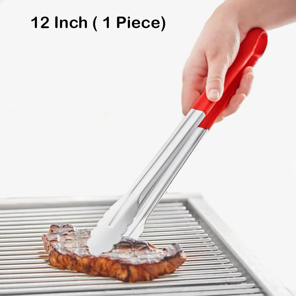 Stainless Steel Kitchen Food Tong with Heat - 12 Inch (1 pc)
