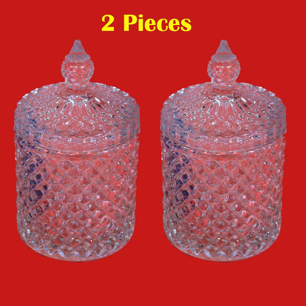 Sugar Pot With Lid Small Glass Trinket Jar (1/2 - 2 pcs