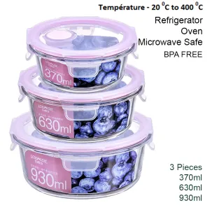 3Pcs -Oven/Microwave Safe Waterproof Round Glass Bowl Set