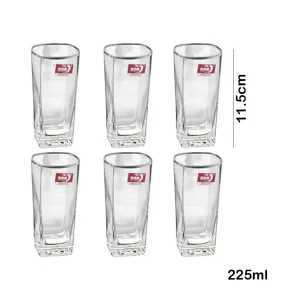 6Pcs Water Glasses Square Base Drinking Glass Set - 225ml