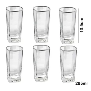 6Pcs Water Glasses Square Base Drinking Glass Set - 285ml