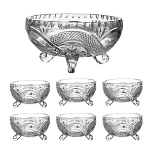 7 Pcs- Crystal Glass Bowl Set, Transparent Glassware