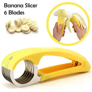 Banana Slicer Stainless Steel 6 Blades - Yellow