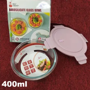 Borosilicate Glass Food Storage Bowl Airtight - 400ml Round