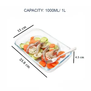 Borosilicate Glass Storage Baking Dish - 1L Rectangle