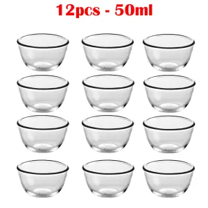 Classic Transparent Glass Bowl for Mixing - 12 pcs 50ml