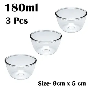 Classic Transparent Glass Bowl for Mixing - 3 pcs 180ml
