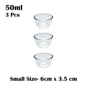 Classic Transparent Glass Bowl for Mixing - 3 pcs 50ml