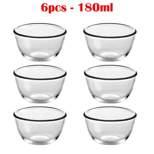 Classic Transparent Glass Bowl for Mixing - 6 pcs 180ml