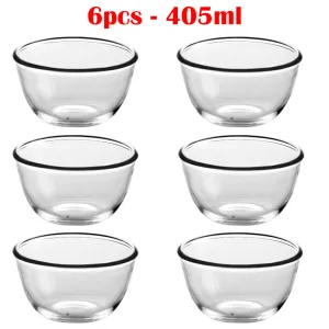 Classic Transparent Glass Bowl for Mixing - 6Pcs 405ml