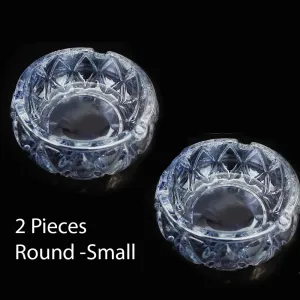 Crystal Ashtray, Transparent Classic - Small Round (2Pcs)