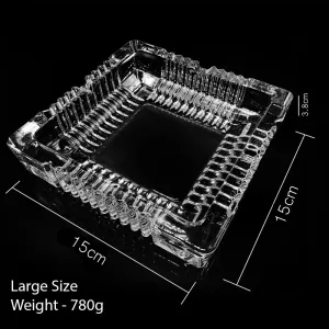 Crystal Ashtray, Transparent Classic - Square Large(1Piece)
