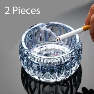 Decorative Transparent Crystal Ashtray - 2Pcs