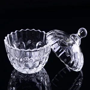 Glass Candy Dish with Lid Crystal Candy Serving Bowl - 1 Pc