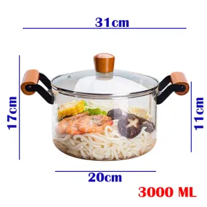 Heat-Resistant Glass Stovetop Pot, Glass - 3 liters (1POT)