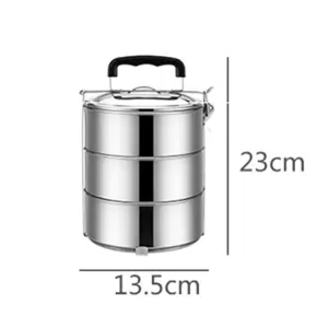 Portable Stainless Steel Lunch Box, Meal Food - 3 Layers