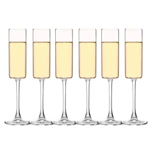 Premium Crystal Clear Champagne Glasses, Set of - 6 Glasses