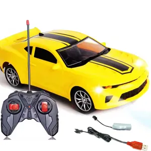 Remote Control Electric Toy Car With Led Lights - Yellow