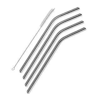 Reusable Stainless Steel Drinking Straws Set of 4 And