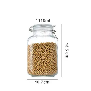 Square/Hexagonal Glass Food Storage Jars with - 1110ml