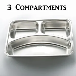 Stainless Steel Divided Platter with - 3 Compartments