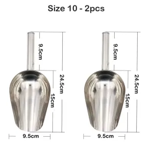Stainless Steel Food Scoop & Metal Funnel - 2 Scoops Size10