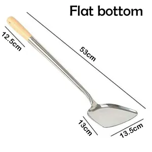 Stainless Steel Fried Rice Spoon With Wooden - Flat bottom