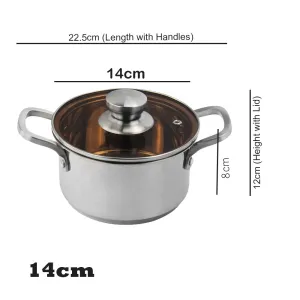 Stainless Steel Thickened Cooking Pot /Soup Pot - 14cm(1ps)