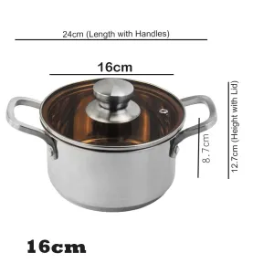 Stainless Steel Thickened Cooking Pot /Soup Pot - 16cm (1Ps)