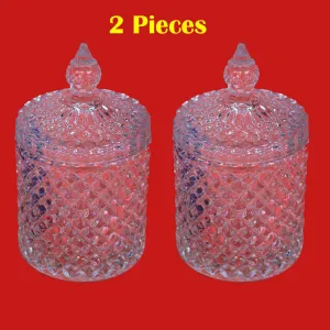 Sugar Pot With Lid Small Glass Trinket Jar (1/2 - 2 pcs