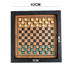 Wooden Checker Daam Board with Coins (Aprox 43 x 43cm)