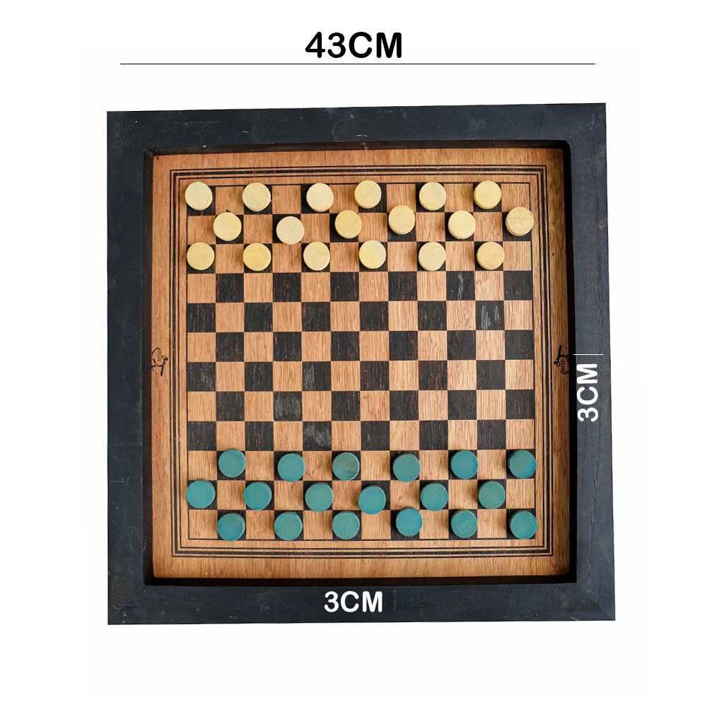 Wooden Checker Daam Board with Coins (Aprox 43 x 43cm)